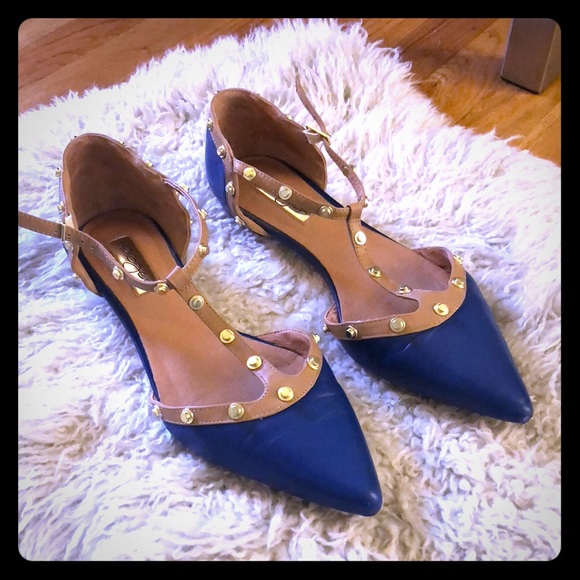 Halogen Shoes - Halogen blue leather stud flats